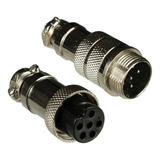 2 Par Conector Mike Circular Gx16 6 Vias P Cabo Macho Femea