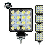 2 Pares De Farol De Milha 16 Led 48w 12v/24v Quadrado 6000k