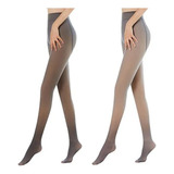 2 Pares De Meia-calça Feminina De Lã Quente Translúcida Fals