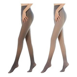 2 Pares De Meia-calça Feminina De Lã Quente Translúcida Fals