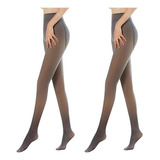 2 Pares De Meia-calça Translúcida De Lã Quente 220