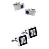 2 Pares De Retângulo Cufflinks Square Black Cufflinks