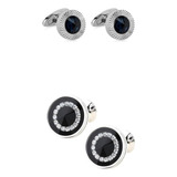 2 Pares Redondos De Abotoaduras Strass Cristal Cobre Abotoad