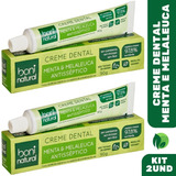 2 Pastas De Dente Natural Menta Melaleuca Sem Flúor Boni 90g