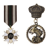 2 Pçs Medalha Listrada Distintivo Broche Distintivo