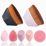2 Pçs Pincel De Maquiagem De Base 4x Ovo De Beleza 1x Purifi