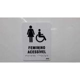 2 Pçs Placa Sinalização Banheiro Feminino Acessível Braille