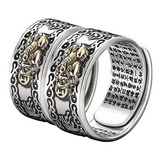 2 Peças De Feng Shui Anel Ajustável Pixiu Lucky Treasure Gif