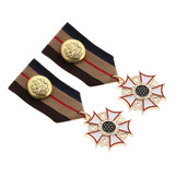 2 Peças Medalha Estrela Coroa Broche Pin Militar Cosplay