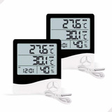 2 Peças Relógio Temperatura Umidade Termo-higrômetro Digital