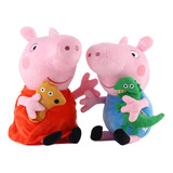 2 Pelúcia Peppa Pig E George 20cm - Pronta Entrega