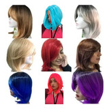 2 Peruca Curta 40cm Corte Long Bob 100% Orgânica Com Franjão
