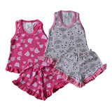 2 Pijama Regata Infantil Feminino Estampado