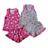 2 Pijama Regata Infantil Menina Estampado