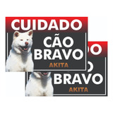 2 Placas Advertência Cuidado Cão Bravo