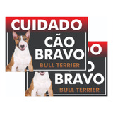 2 Placas Advertência Cuidado Cão Bravo