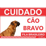 2 Placas Advertência Cuidado Cão Bravo