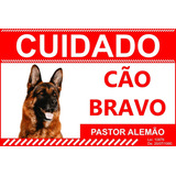 2 Placas Advertência Cuidado Cão Bravo