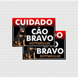 2 Placas Advertência Cuidado Cão Bravo