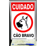 2 Placas De Sinalização Cão Bravo E Proibido Estacionar