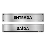 2 Placas Indicação Porta Entrada E Saida Alumínio 5x25cm