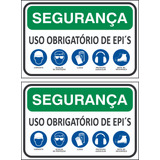 2 Placas Segurança Uso Obrigatório De Epi 30x20 Sinalização 