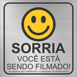 2 Placas Sorria Você Está Sendo Filmado 15x15 Câmera Alumíni