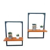 2 Prateleira Decorativa Ferro Madeira Parede Design Promoção