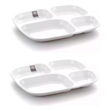 2 Pratos Bandeja Melamina Premium 4 Divisórias Petisco Hotel