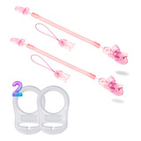 2 Prendedor Chupeta Mola + 2 Anel Adaptador Para Chupeta Mam
