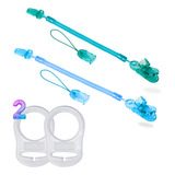 2 Prendedor Chupeta Mola + 2 Anel Adaptador Para Chupeta Mam
