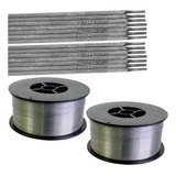 2 Rolos Arames S/ Gás 0,8mm V8 Brasil + 500g Eletrodo
