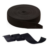 2 Rolos Elástico Máscara Chato Crochet 40mm X 25m - Preto