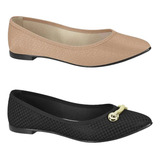 2 Sapatilhas Kit Moleca Feminina Confortável Casual 