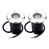 2 Spot Balizador Led Chão 1w Jardim Branco Quente 3000-3500k