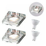 2 Spot De Cristal Embutir Espelhado Dicroica Ac593 + Led