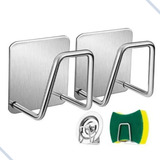 2 Suporte Porta Esponja Bucha Pia Inox Organizador Cozinha Cor Prateado