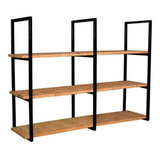 2 Suportes Prateleira Tripla Estilo Industrial Parede 100cm
