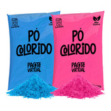 2 Tinta Em Pó Colorido Azul Rosa Chá Revelação Balão Cor
