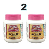 2 Tinta Pva Artesanato Branca 250ml Acrilex P/ Madeira