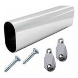 2 Tubo Cabideiro Oval Barras Suportes Guarda Roupa 65cm Cada