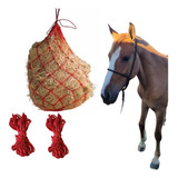 2 Unidades De Porta Feno Para Cavalos Em Corda Vermelha
