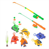 2 Varas De Pesca Jogo Pega Peixe Brinquedo Infantil Colorida