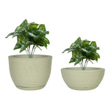 2 Vaso De Planta Bojo Redondo E Bacia Com Prato Classico