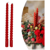 2 Vela Vermelha Castiçal Decoração Festa Natal Envio Já
