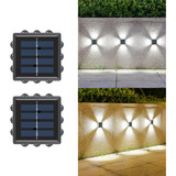 2 X Arandela Solar 4 Focos Parede Slim 12 Fachos Led Externa Cor Branco