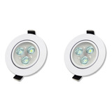 2 X Spot Led 3w 12v Branco Frio Para Motor Home Barco