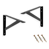 2 X Suporte Cantoneira Mão Francesa 25cm Reforçado Preto