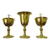 2 Âmbula Cibório 1 Cálice Dourado 1 Patena Estanho Hóstia Fé