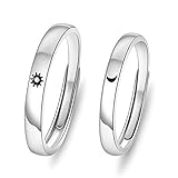 2 Anéis De Sol E Lua Para Casais De Aço Inoxidável Alianças De Casamento E De Compromisso Ajustáveis Para Namorados